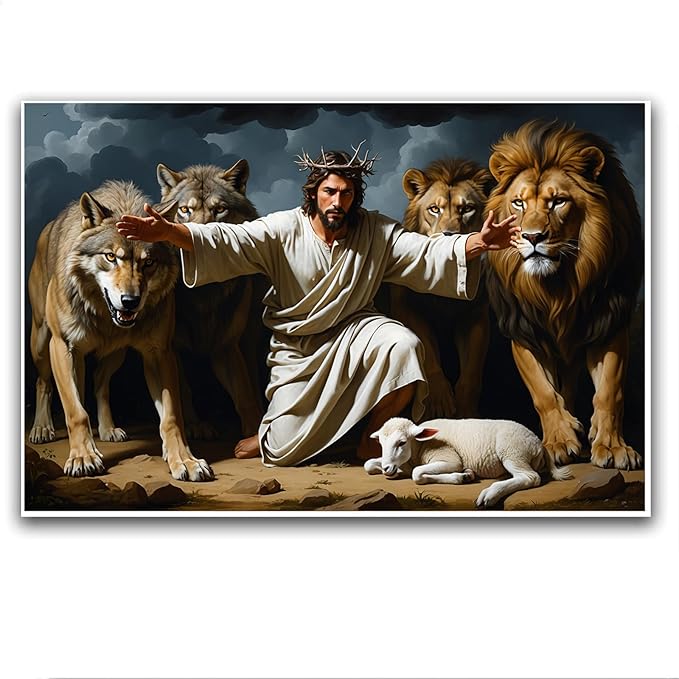 Christian Wall Art Print, Religious Scripture Biblical Decor, Faith-Based Inspirational Landscape with Cross, Digital Printed Canvas Poster for Church, Home Chapel, Prayer Room Decor