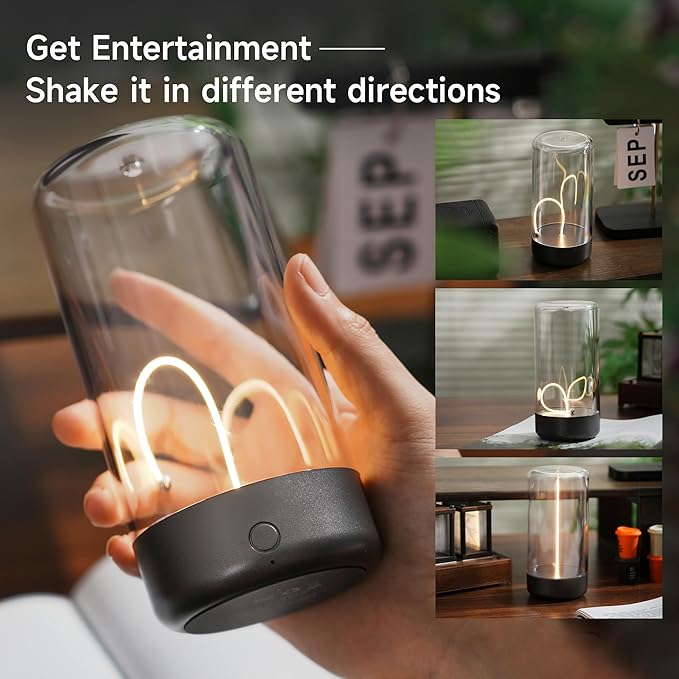 Mini Minimalist Table Lamp Cordless LED Desk Lamp Rechargeable Modern Night Lights Portable Nightstand Lamps Unique Ambient Light Mood Lighting for Bedroom, Beside 2 Packs (Gray+White)