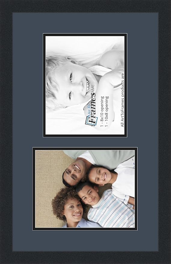 Art to Frames Double-Multimat-107-586/89-FRBW26079 Collage Photo Frame Double Mat with 2 - 8x10 Openings and Satin Black Frame