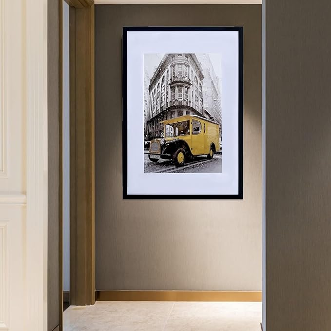 Art Emotion Black 16x24 Picture Frame Display 12x18 Pictures with Mat or 16x24 without Mat, Horizontal and Vertical for Wall- 4 packs.