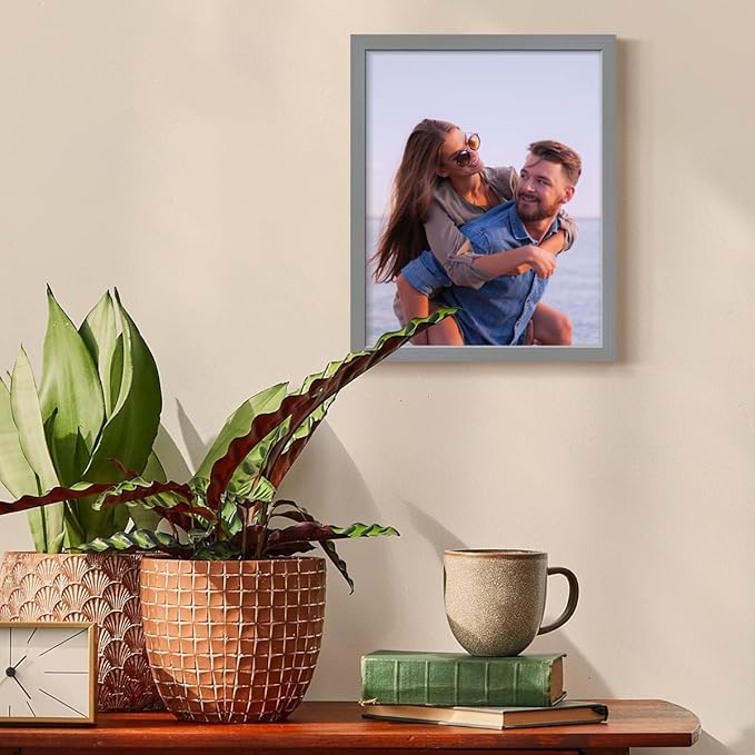 Renditions Gallery 11X14 Custom Photo Prints with Real Wood Picture Frames. Create Personalized Photos with Peel & Stick Photo Frames. Single, Gray Frame