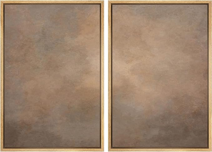 MUDECOR Framed Canvas Print Wall Art Set Rustic Neutral Minimalist Earth Tone Illustrations Modern Art Decorative Bohemian Calm/Zen for Living Room, Bedroom, Office - 24"x36"x2 Natural