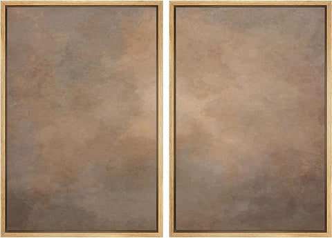MUDECOR Framed Canvas Print Wall Art Set Rustic Neutral Minimalist Earth Tone Illustrations Modern Art Decorative Bohemian Calm/Zen for Living Room, Bedroom, Office - 24"x36"x2 Natural
