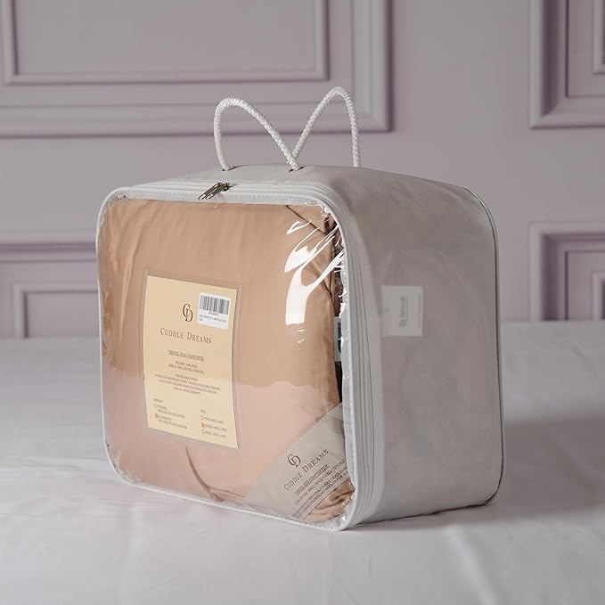 CUDDLE DREAMS Silk Filled Comforter for All Season, Detachable Tencel Duvet Cover for Easy Care, Naturally Breathable (Bronze, Twin)