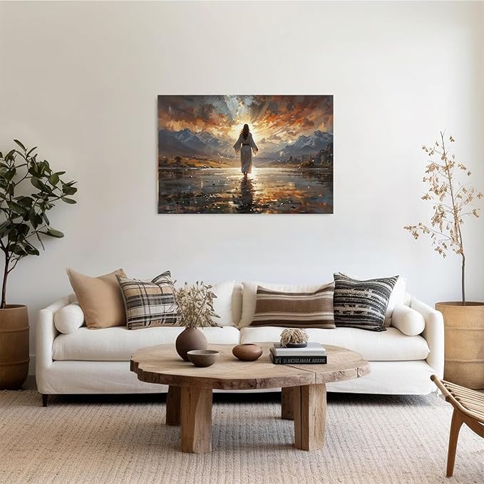 Christian Wall Art Print, Religious Scripture Biblical Decor, Faith-Based Inspirational Landscape with Cross, Digital Printed Canvas Poster for Church, Home Chapel, Prayer Room Decor