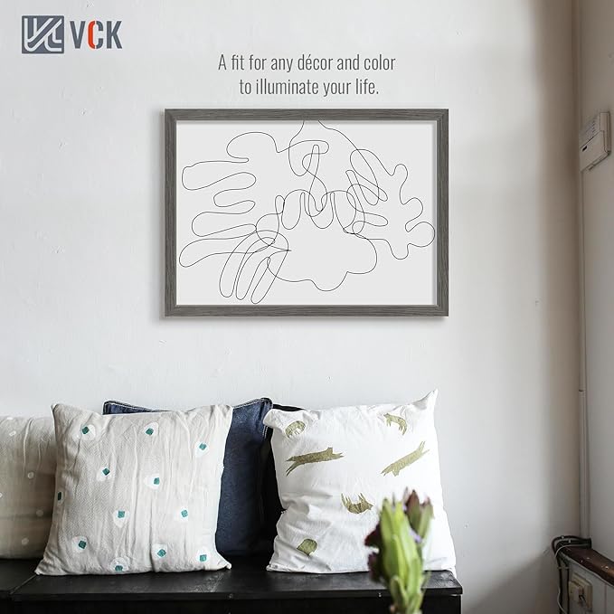 VCK 20x28 Picture Frame 5 Pack, Gray Solid Wood Poster Picture Frame, Exclusive Wood Grain, Wall Mounting Hanging