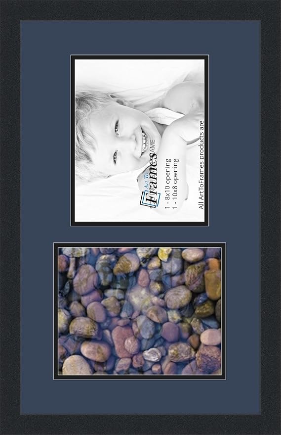Art to Frames Double-Multimat-107-837/89-FRBW26079 Collage Photo Frame Double Mat with 2-8x10 Openings and Satin Black Frame