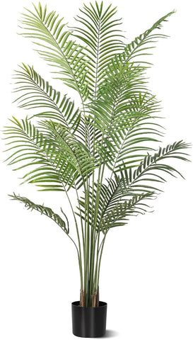 Artificial Palm Tree 6ft Tall Fake Palm Tree Indoor Decor Faux Tropical Areca Floor Plant in Pot, Artificial Silk Plant for Home Office Living Room Decor Indoor