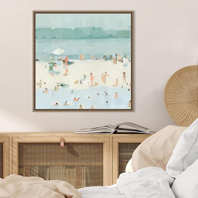 Amanti Art Framed Canvas Wall Art 22x22 Sea Glass Sandbar I by Emma Scarvey, Framed Wall Art Canvas, Abstract Artwork, Traditional Decor, Medium Poster Painting for Living Room, Bedroom, Bathroom,