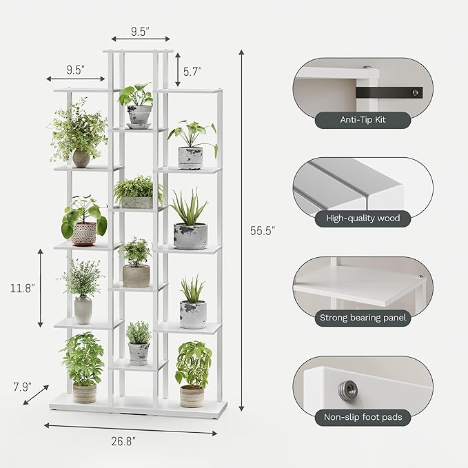 Bookshelf，Small Bookcase for Small Space，6-Tier Bookshelf for Living Room, Home Office, Study，7.87 x 26.77 x 55.5 Inches,White
