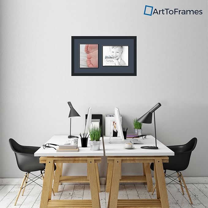 ArtToFrames Collage Photo Frame Double Mat with 1 - 8.5x11, 8x10 Openings and Satin Black Frame