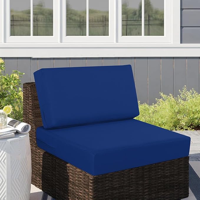 idee-home Outdoor Cushions for Patio Furniture, Outdoor Seat Cushion, Waterproof Couch Hampton Bay Deep Seat Replacement Chair Cushions for Garden Lawn Backyard Deck, 26.5 x 26.5 Navy Bue