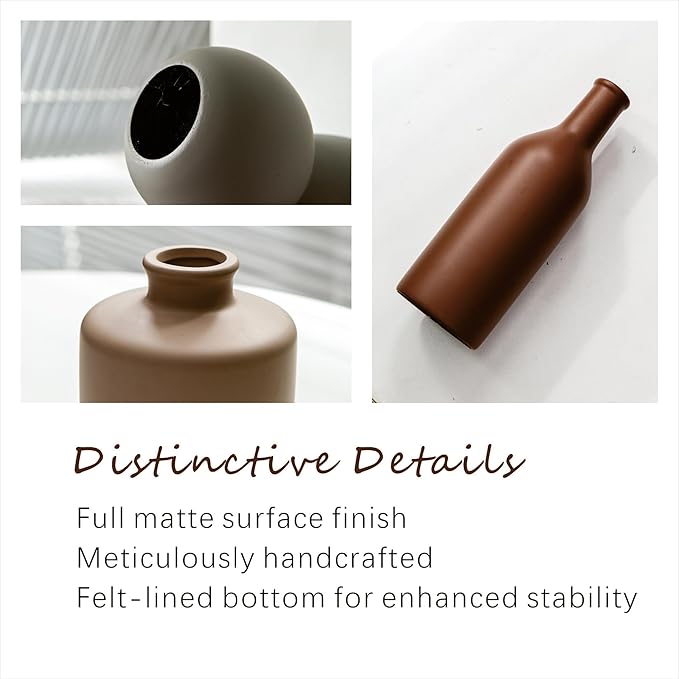 Modern Vases for Home Decor, Artificial Fake Flowers with Vase, Ceramic Vase for Centerpieces