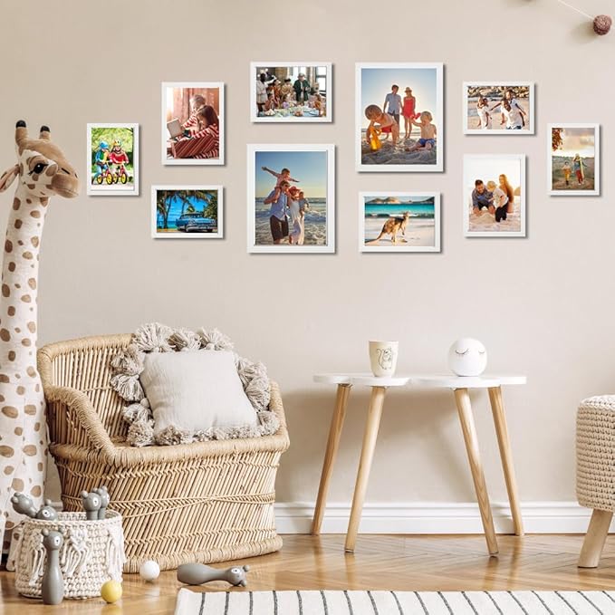 KTKDE 8.5x11 Picture Frame White Certificate Document Frame 3 Pack Diploma Frames, Poster and Photo, Horizontal and Vertical Formats for Wall Hanging or Tabletop with Shatter Resistant Plexiglass