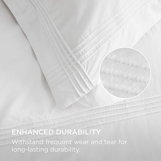 Bedsure Luxury Hotel Duvet Cover Queen Size, 100% White Cotton Rope Weave Bedding Set, Includes 1 Duvet Cover 90x90 Inches with Hidden Zipper & 2 Pillow Shams, Comforter Sold Separately