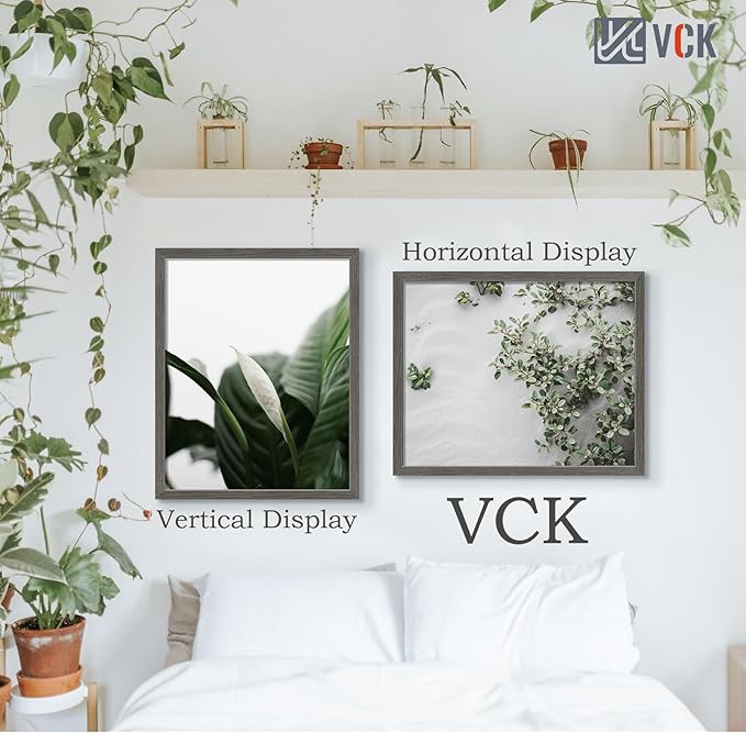 VCK 24x30 Frame Set of 5, Gray Solid Wood Poster Picture Frame, Exclusive Wood Grain, Wall Mounting Hanging