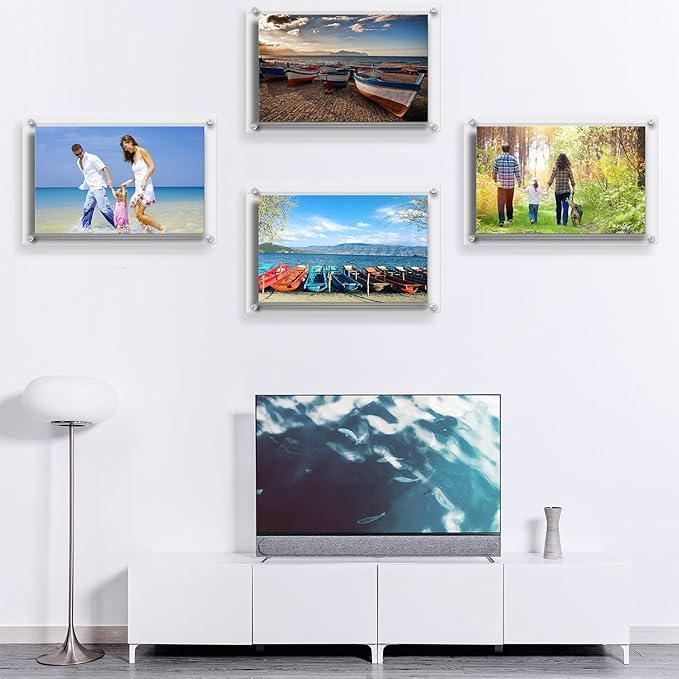 AMEITECH Acrylic Floating Picture Frame, 11x14 Double Panel Clear Wall Mount Document Certificate Frames (Inner Max Size is 9 x12.5 inch)