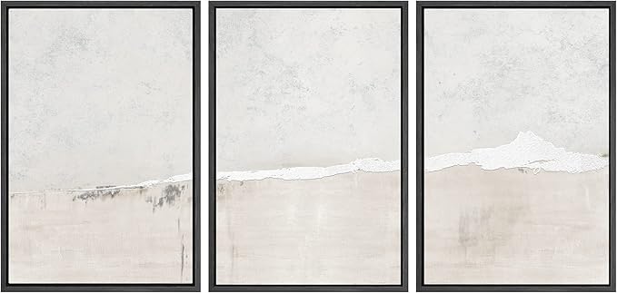 SIGNWIN Framed Canvas Print Wall Art Set Industrial Grunge White Gray Landscape Shapes Abstract Illustrations Modern Art Decorative Nordic Zen for Living Room, Bedroom, Office - 16"x24"x3 Black