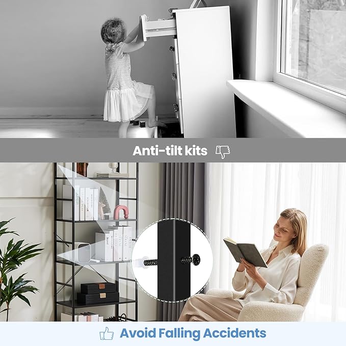 DUMOS 5 Tier Book Shelf Tall Modern Bookcase Set of 2 for Books, CDs, Movies, Storage and Organization Bookshelf Industrial Home Decor for Bedroom Office Kitchen Living Room, Black