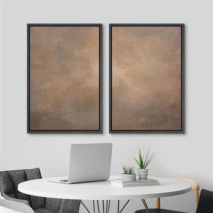 MUDECOR Framed Canvas Print Wall Art Set Rustic Neutral Minimalist Earth Tone Illustrations Modern Art Decorative Bohemian Calm/Zen for Living Room, Bedroom, Office - 24"x36"x2 Black