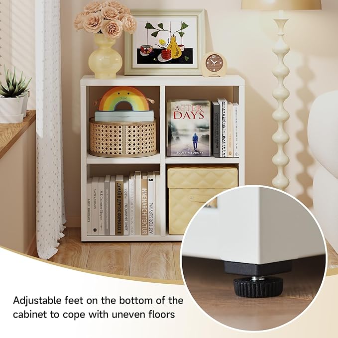 Heavy Duty Metal 4-Cube Storage Organizer, Modern Black Bookcase & Display Shelf, Multi-Functional for Home Office, Living Room as TV Stand, Cabinet, Space-Saving, Easy Assembly