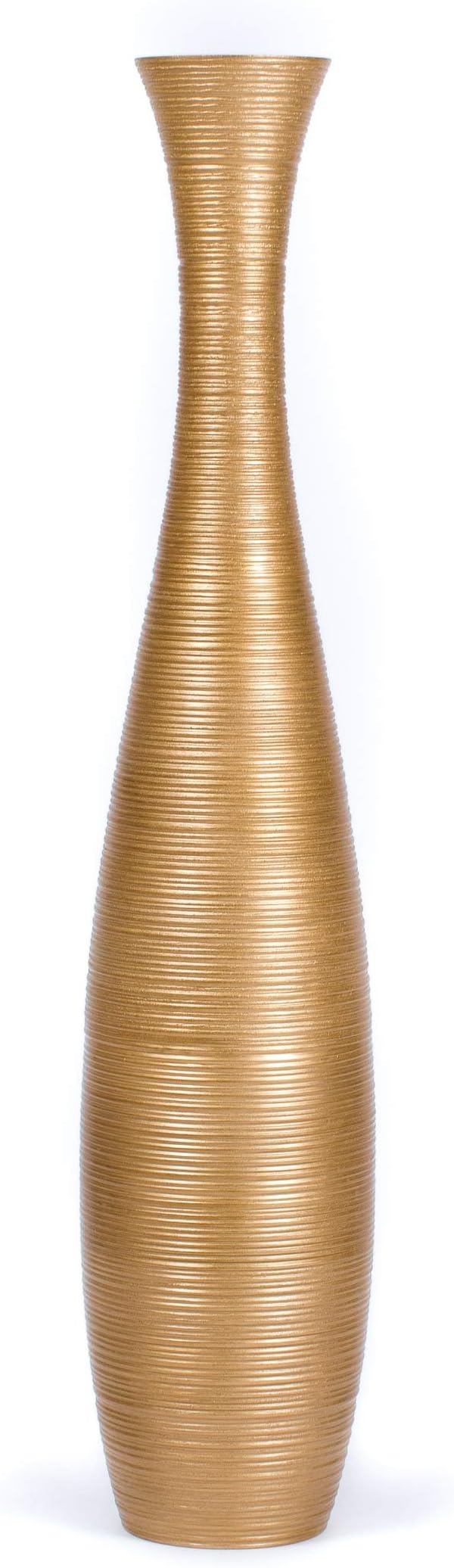 Leewadee Large Gold Home Decor Floor Vase – Wooden 41 inches Tall Farmhouse Decor Flower Holder for Fake Plant and Pampas Grass