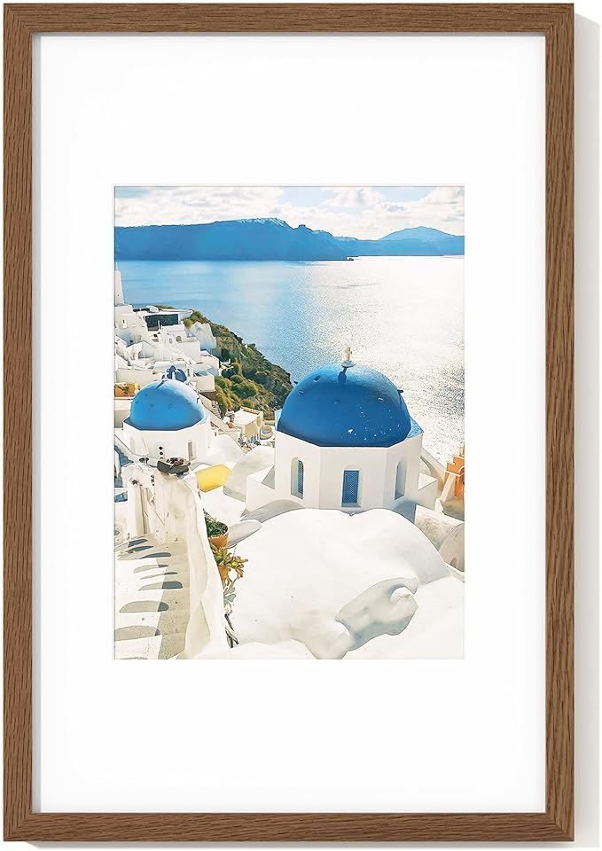 Axeman 12x18 Poster Frame | Solid Oak Wood 12 x 18 Picture Frame With Mat for 8.5x11 | 18''x12'' Wood Frame | Tempered Glass and Hanging Hardware Included Home Wall Decor Hanging Frame | Walnut
