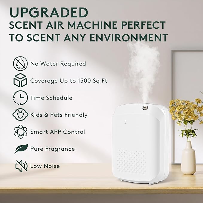 Barthelemy Smart Scent Air Machine for Home, 1500 Sq. Ft Coverage Hotel Collection Diffuser with Smart Cold Air Tech, Bluetooth Cold Air Diffusers with Smart APP Control for Home, Hotel, Spa, Office