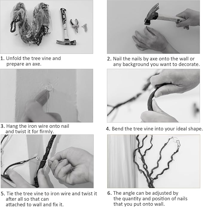 70.86" Artificial Tree Branches Reptile Vines Twigs Fake Tree Trunk Liana for Cherry Blossom Flowers Wall Hanging Grapevine Garland Wedding Garden Christmas Halloween Outdoor Decoration