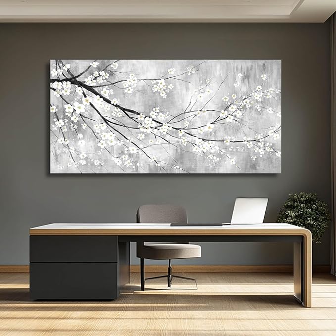 MLART99 Plum Blossom Decorative Floral Pictures Flower Prints Wall Art 24"x48" Botanical Poster for Bedroom Wall Decoration Living Room Pictures