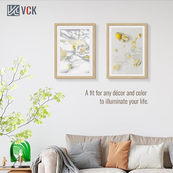 VCK 20x28 Picture Frame Set of 5 - Oak, Natural Solid Wood Poster Frames, Wall Mounting Hanging
