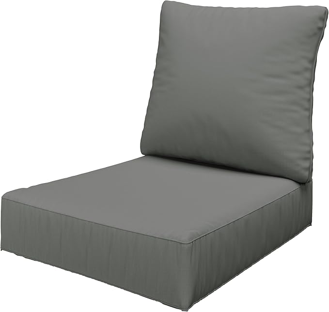 Outdoor Seat Cushion Set 24 x 24 x6.5 Inch Splash-Proof & Fade Resistant Patio Furniture Cushions with Removable Cover Deep Seat & Back Cushion with Straps for Chair Sofa Couch