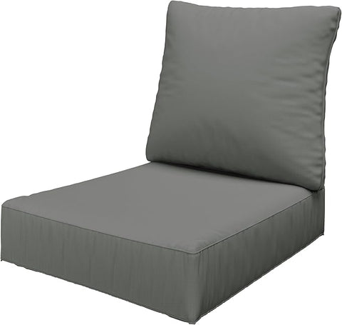 Outdoor Seat Cushion Set 24 x 24 x6.5 Inch Splash-Proof & Fade Resistant Patio Furniture Cushions with Removable Cover Deep Seat & Back Cushion with Straps for Chair Sofa Couch