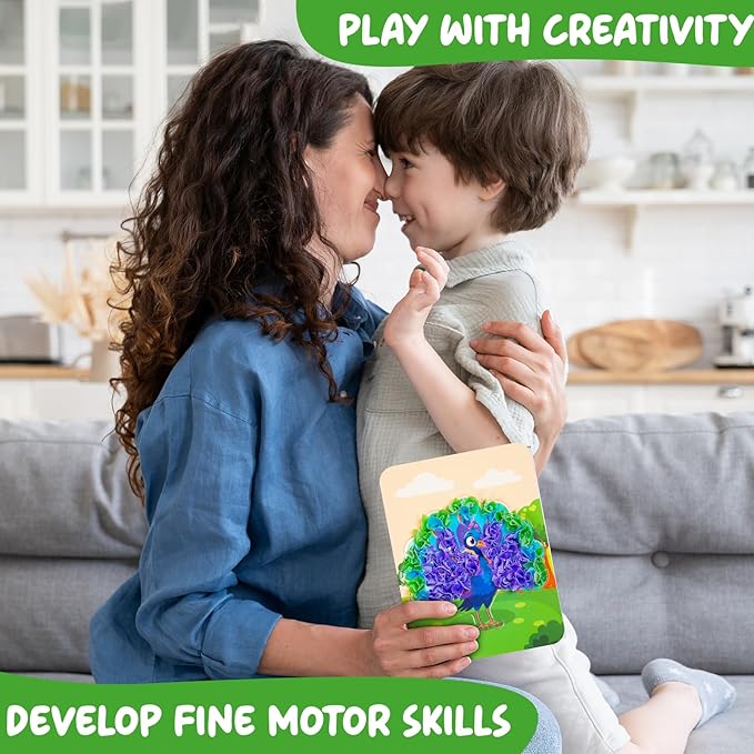 Ancitoy Animal Poke Art Kit for Kids, 7 PCS Mess-Free Craft Toys, DIY No-Sew Jungle Animal Puncture Painting Set, Creative Activity Gift for Girls Boys Ages 4-12