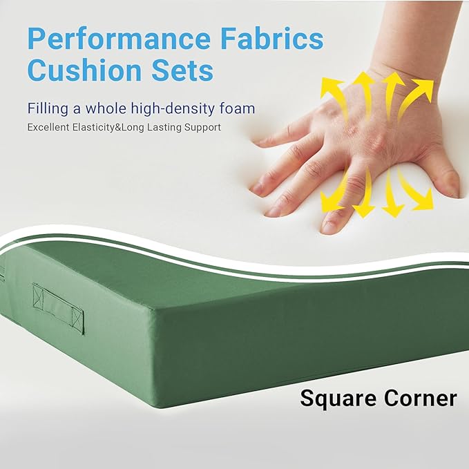 Outdoor Cushions for Patio Furniture,Outdoor Seat Cushion Set 24 x 24 x 5.75 Inch,Waterproof & Fade Resistant Outdoor Chair Cushions,Deep Patio Chair Cushion with Removable Cover,Forest Green