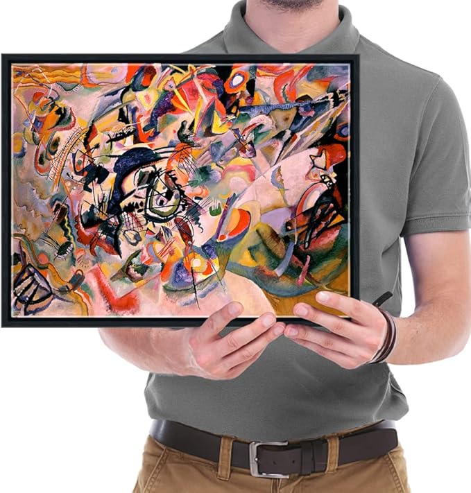 Wieco Art Framed Canvas Wall Art Composition VII, 1913 by Wassily Kandinsky Classic Abstract Famous Paintings Reproductions Canvas Wall Art for Home Decoration