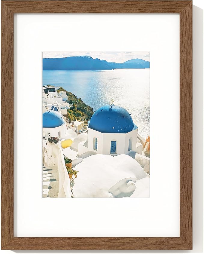 Axeman 9x12 Picture Frame | Solid Oak Wood 9 By 12 Photo Frame With Mat for 6x8 | 9''x12'' Wood Frame | Tempered Glass and Hanging Hardware Included Home Wall Decor Hanging Frame | Walnut