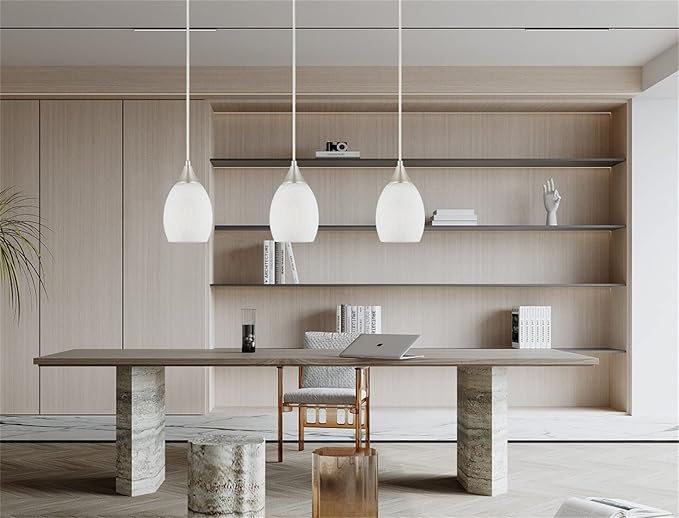 Glassland Pendant Lighting, 1 Light Mini Pendant Light in Brushed Nickel with Cracked Frosted Glass Shade, ETL Listed.