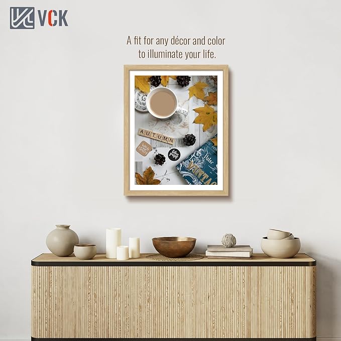VCK 22x28 Oak Poster Frame 5 Pack, Natural Solid Wood Picture Frames, Wall Mounting Hanging