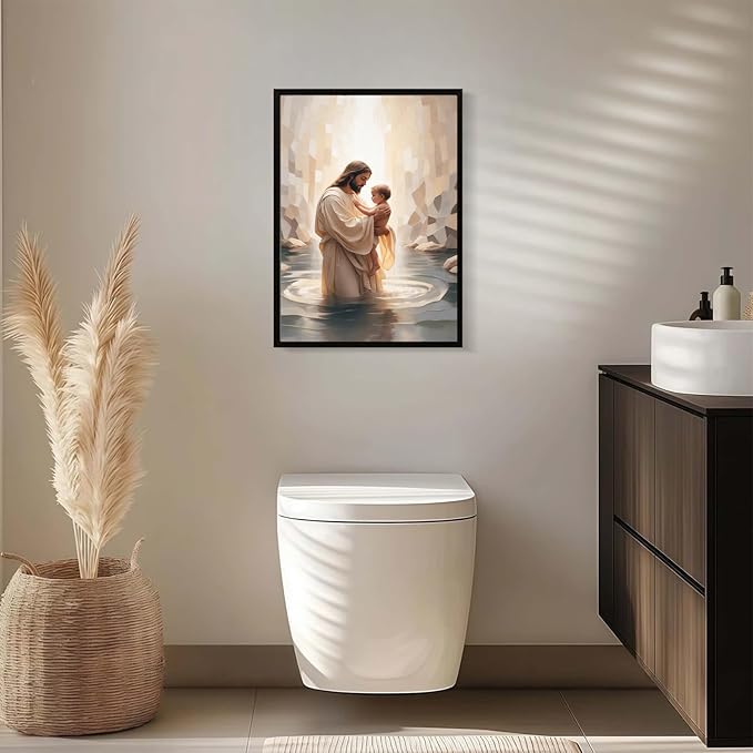 Christian Wall Art Print, Religious Scripture Biblical Decor, Faith-Based Inspirational Landscape with Cross, Digital Printed Canvas Poster for Church, Home Chapel, Prayer Room Decor