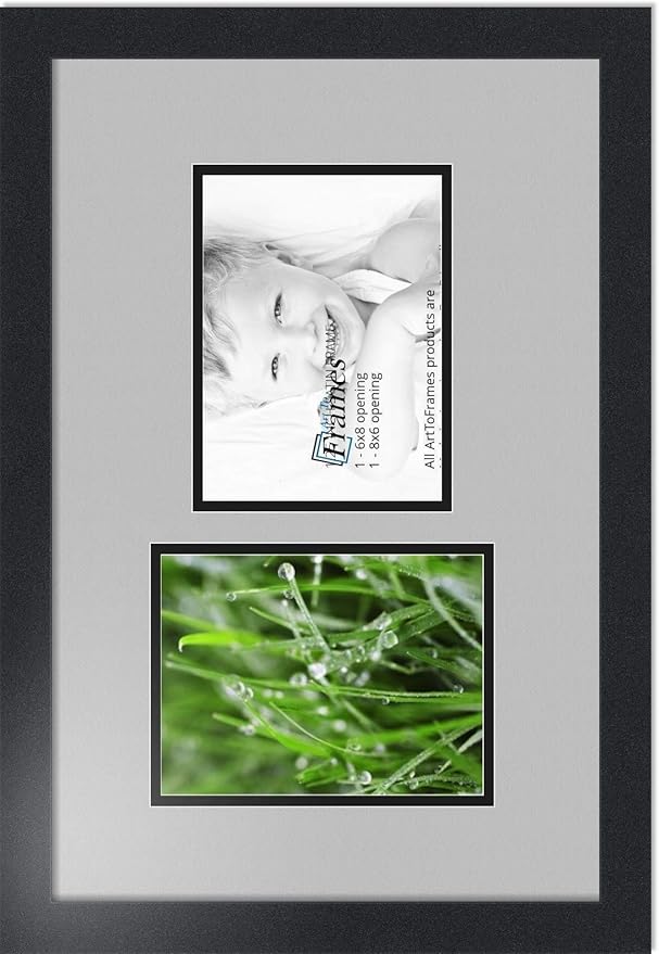 ArtToFrames Collage Photo Frame Double Mat with 2 - 6x8 Openings and Satin Black Frame