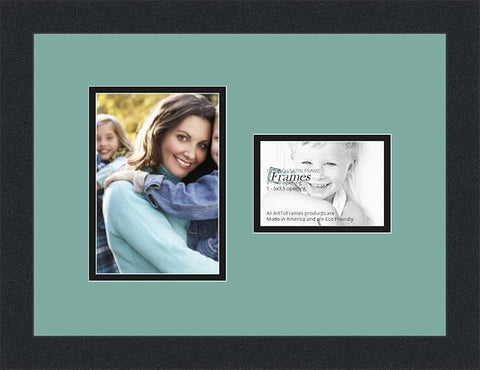 ArtToFrames Collage Photo Frame Double Mat with 1 - 3.5x5^ 5x7 Openings and Satin Black Frame