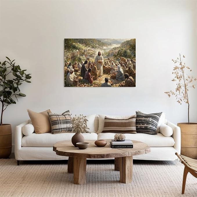 Christian Wall Art Print, Religious Scripture Biblical Decor, Faith-Based Inspirational Landscape with Cross, Digital Printed Canvas Poster for Church, Home Chapel, Prayer Room Decor