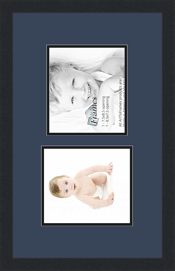 ArtToFrames Double-Multimat-108-837/89-FRBW26079 Collage Photo Frame Double Mat with 2-7.5x8.5 Openings and Satin Black Frame