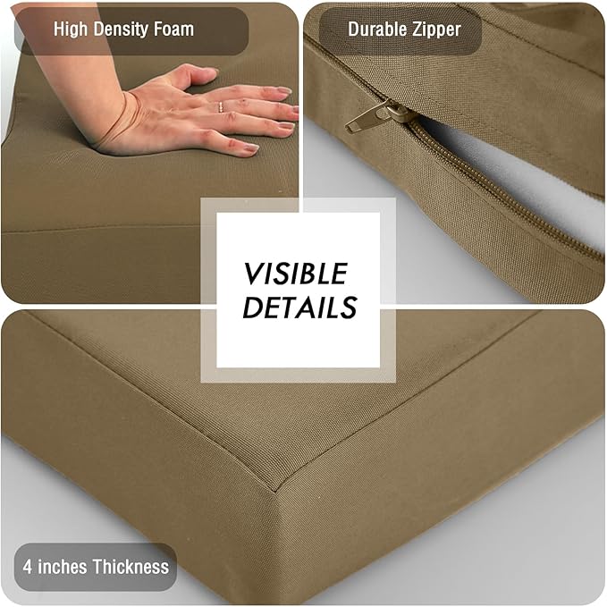 idee-home Outdoor Loveseat Cushions, Waterproof Patio Loveseat Cushion, Outside Couch Hampton Bay Deep Seat Cushion Replacement Set, Patio Love Seat Sofa Cushions for Furniture, 46" x 26"