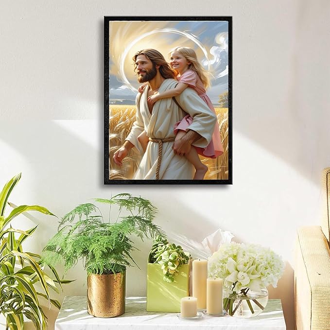 Christian Wall Art Print, Religious Scripture Biblical Decor, Faith-Based Inspirational Landscape with Cross, Digital Printed Canvas Poster for Church, Home Chapel, Prayer Room Decor