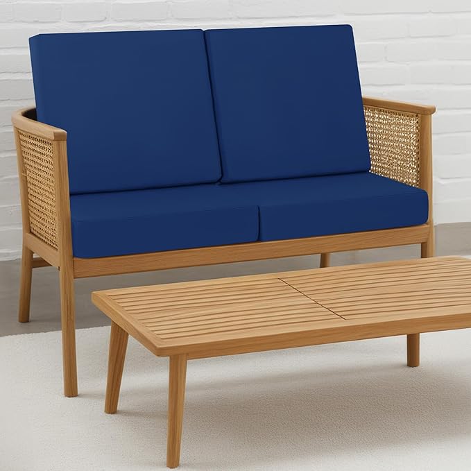 idee-home Outdoor Cushions for Patio Furniture, Outdoor Seat Cushion, Waterproof Couch Hampton Bay Deep Seat Replacement Chair Cushions for Garden Lawn Backyard Deck, 24 x 26 Navy Bue