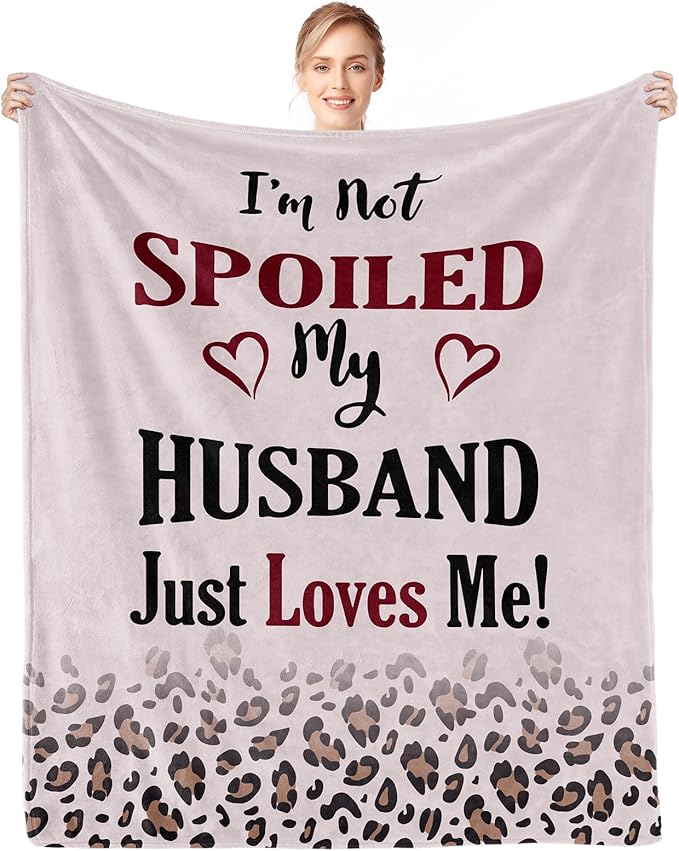 CENSIHER Gifts for Wife, Spoiled Wife Blanket 60x50in, Valentines Gifts for Her Wife, Anniversary Birthday Gifts for Women Her, Wife Birthday Gift Ideas, Presents for Mothers Day Christmas