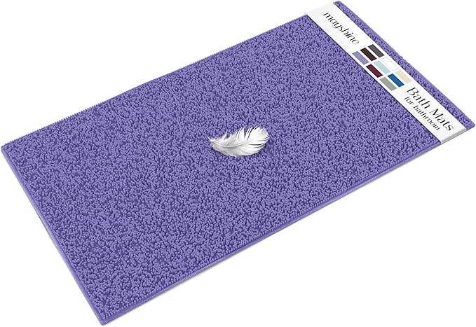 MAYSHINE Plush Shaggy Chenille Bath Mat | Extra Soft, Super Absorbent, Non-Slip Bathroom Rug | Fluffy Microfiber, Area Rug Sets for Bathroom Floor, Kitchen, Living Room | 47"x27" | Lavender