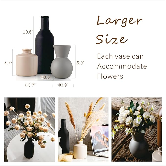 Modern Vases for Home Decor, Artificial Fake Flowers with Vase, Ceramic Vase for Centerpieces